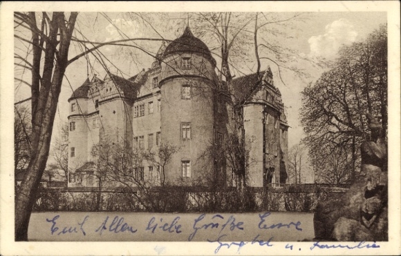 Picture Großkmehlen in Brandenburg, historic building, trees, black and white photography