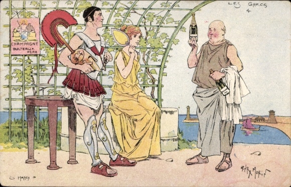 Artist Postcard Morin, Henry, Les Grecs, Champagne Bulteaux Pere