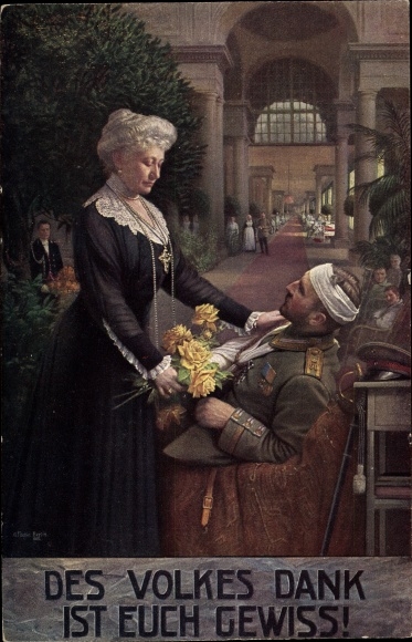 Artist PC Fischer, The people&#39;s thanks are certain, Empress Auguste Viktoria visits a war veteran