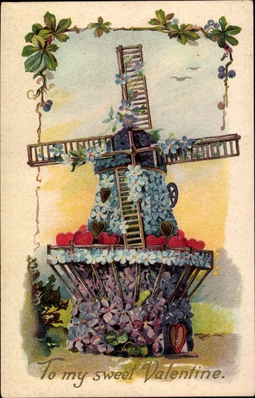 Emboss PC Valentine&#39;s Day, To my sweet Valentine, windmill, forget-me-not, violet