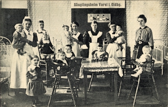 Postcard Varel in Oldenburg Jadebusen, baby home