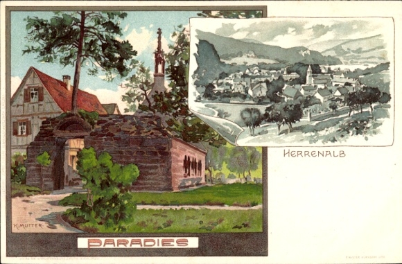 Künstler Litho Mutter, K., Bad Herrenalb im Schwarzwald, Paradies, Klosterruine