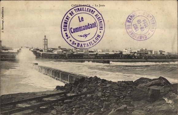 Postcard Casablanca Morocco, La Jetée, Pier, Destroyed Train Tracks, City