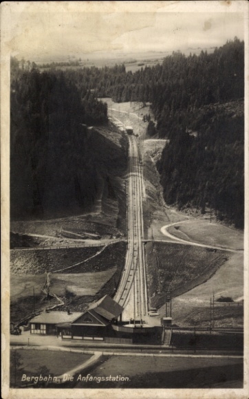 Postcard Oberweißbach in the Weißbachtal Thuringia, mountain railway, starting station, landscape, railway tracks,