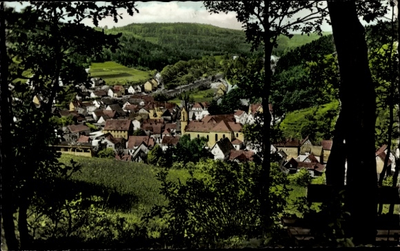 Postcard Heigenbrücken in the Spessart Lower Franconia, Panorama