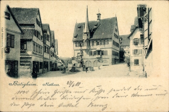 Ak Bietigheim in Württemberg, stadhuis