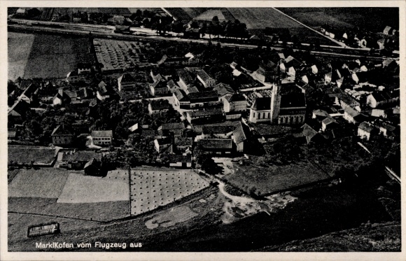 Postcard Marklkofen Lower Bavaria, aerial photograph