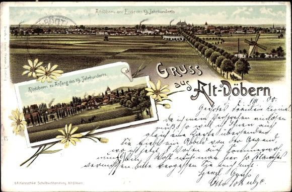 Chromo-Litho Altdöbern Brandenburg, place at the end of the 19th century, at the beginning of the 19th century.