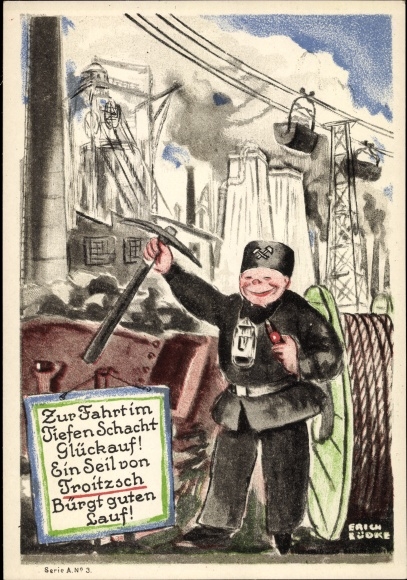 Artist PC Lüdke, E., Berlin Tempelhof, rope and cable works F. Troitzsch, miner
