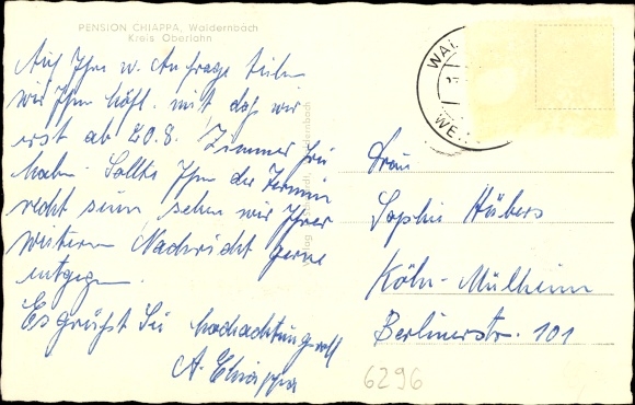 Postcard Waldernbach Mengerskirchen in the Westerwald, lake pond, Pension Chiappa, view of the town
