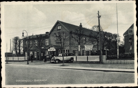 Postcard Hamburg Nord Langenhorn, Ochsenzoll station, car, restaurant