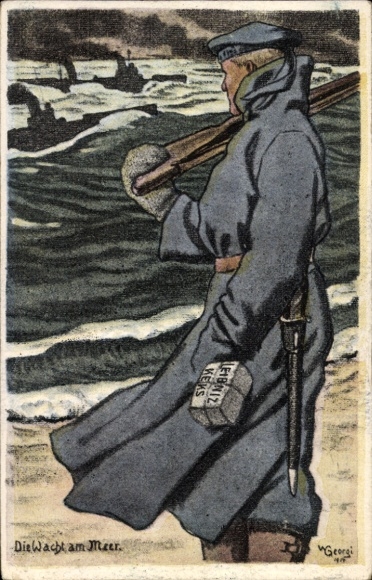 Artist Postcard Georgi, W., The Watch at Sea, Leibniz Biscuit Advertisement, Torpedo Boats, Imperial Navy