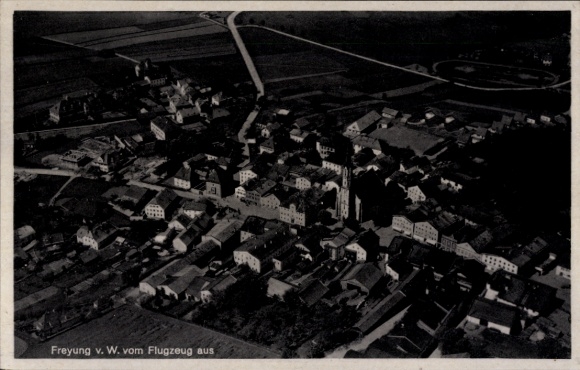 Postcard Freyung in the Bavarian Forest, aerial photograph