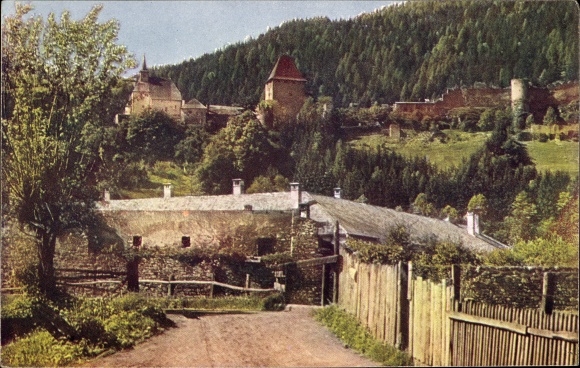 Postcard Friesach in Carinthia, ruin Petersberg