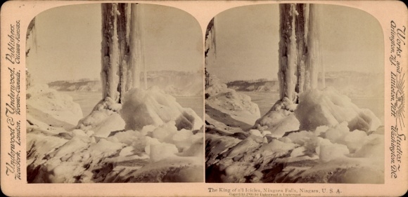 Stereo CdV Niagara Falls New York USA, icy Niagara Falls