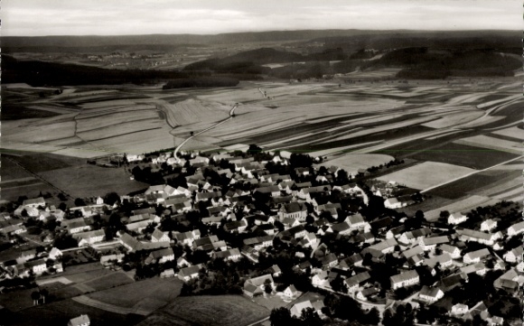 Postcard Balzhausen in Swabia, aerial photograph
