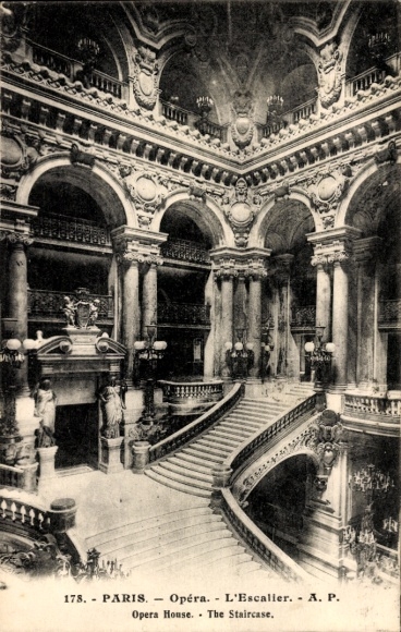 Postcard Paris IX, Opéra, Staircase