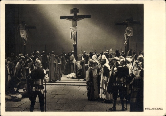 PC Oberammergau in Upper Bavaria, Passion Play 1934, theater scene, crucifixion