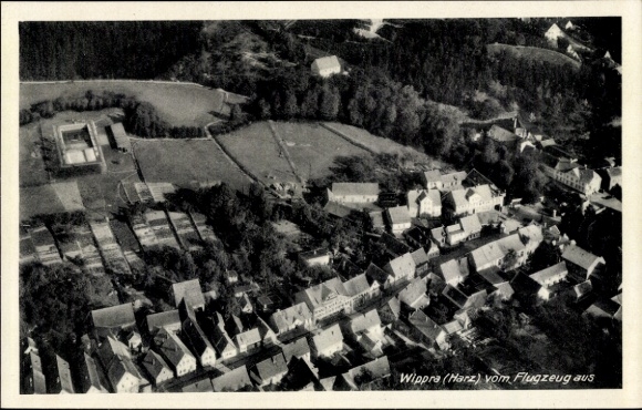 Postcard Wippra Sangerhausen am Harz, aerial photograph