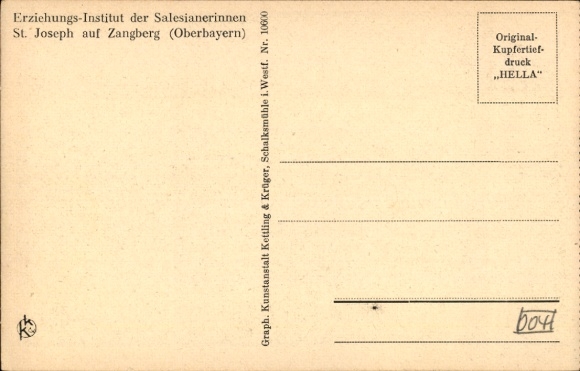 Postcard Zangberg in Upper Bavaria, Educational Institute St. Joseph of the Salesian Sisters, south side