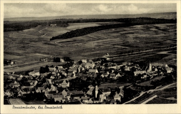 Postcard Donaumünster Tapfheim an der Donau Swabia, aerial photograph