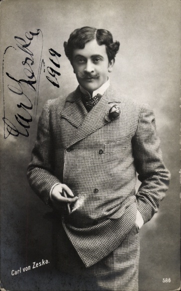Postcard actor Carl von Zeska, Burgtheater Vienna, portrait, cigarette, autograph