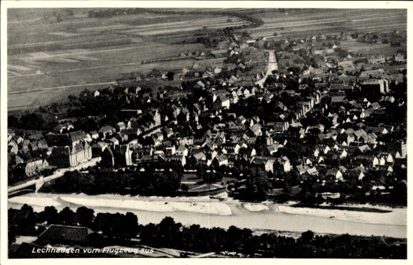 Postcard Lechhausen Augsburg in Swabia, aerial photograph