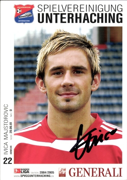 Autograph card footballer Ivica Majstorovic, SpVgg Unterhaching, autograph