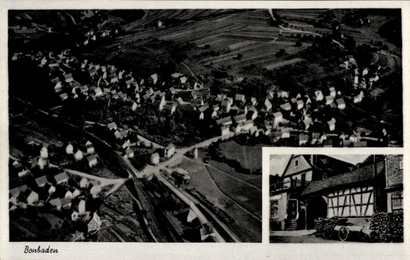 Postcard Bonbaden Braunfels an der Lahn, aerial photograph, general goods