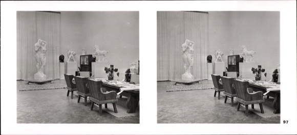 Stereo Raumbild Foto "Deutsche Plastik unserer Zeit", Nr. 97 Staatsatelier Baldham, Kompositionsraum