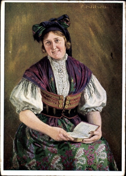 Künstler Ak Nitsch, R., Volkstracht, Egerländerin, VDA P 1 R 4 Nr 2