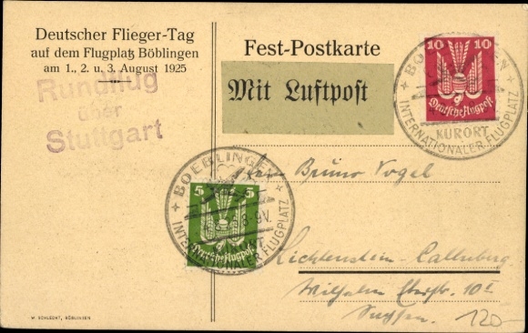 Artist Postcard Böblingen in Württemberg, Stuttgart-Böblingen Airport, Airplanes