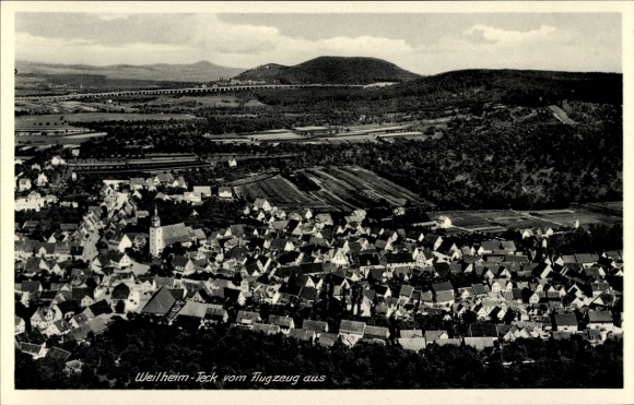 Postcard Weilheim an der Teck Swabian Alb, aerial photograph