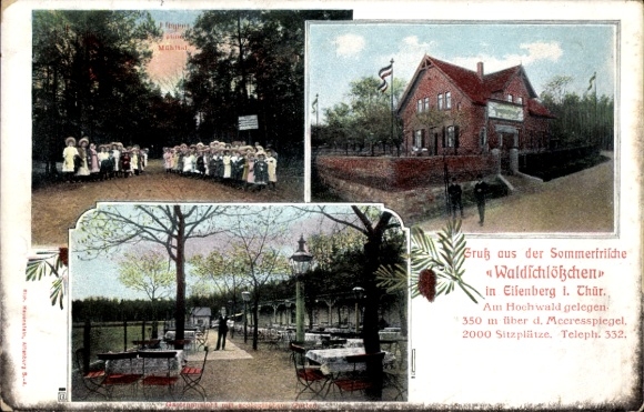 Postcard Eisenberg in Thuringia, Gasthaus Waldschlösschen, interior view