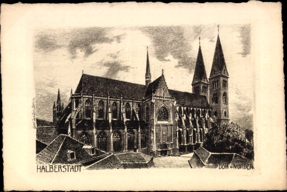Ak Halberstadt am Harz,  Dom Norden, Kupferdruck