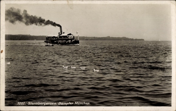 Postcard Starnbergersee, Dampfer München