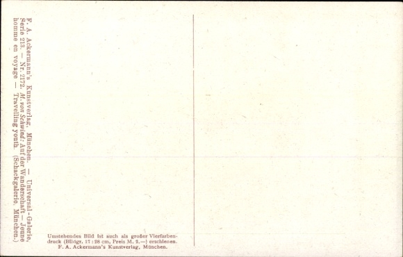 Artist Postcard v. Schwind, Moritz, On the Wandering, Series 213 2172 b