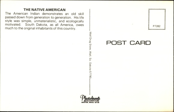 Postcard South Dakota, The Native American, Indians doing archery, portrait