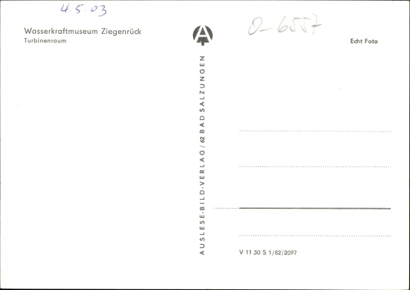 Postcard Ziegenrück on the Schiefergebirge Thuringia, hydropower museum, turbine room