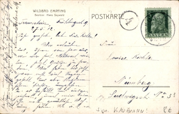 Artist Postcard Kaufmann, Bad Empfing Traunstein in Upper Bavaria, general view, Wildbad