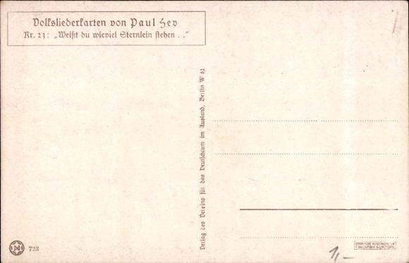 Liedartiest Ak Hey, Paul, Volksliedkaart nr. 23, Weet jij hoeveel kleine sterretjes er zijn?