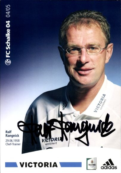 Karta autografu głównego trenera Ralf Rangnick, FC Schalke 04, autograf