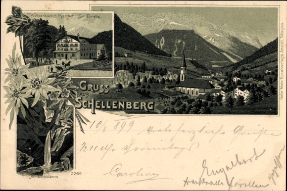 Chromo-Litho Market Schellenberg Marktschellenberg, Gasthof Zur Forelle, F. Weisenbäck, Almbachklamm