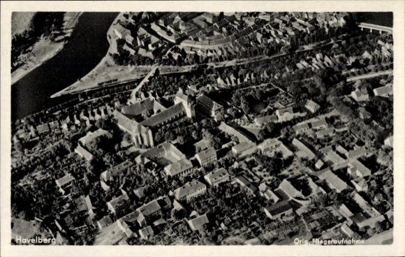Postcard Havelberg in Saxony Anhalt, aerial photograph