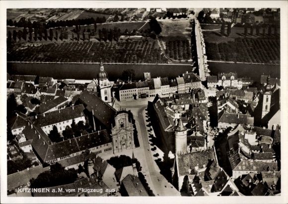 Postcard Kitzingen in Mainfranken Bavaria, aerial photograph