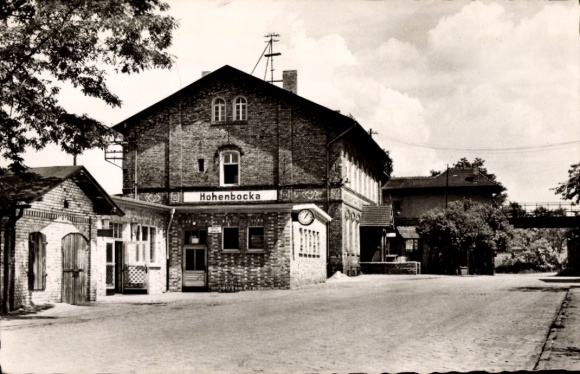 Postcard Hohenbocka, station building
