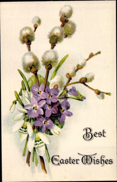 Postcard Happy Easter, bouquet of flowers