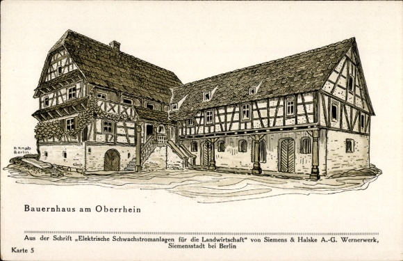 Künstler Ak Bauernhaus am Oberrhein, Werbung