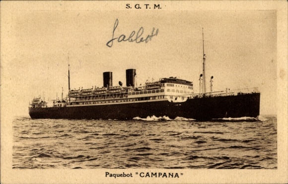 Ak Paquebot Campana, SGTM, Transatlantique, zicht stuurboord