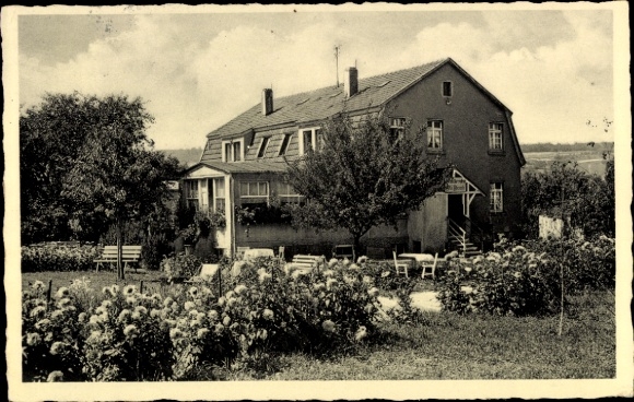 Postcard Bad Bodendorf Sinzig am Rhein, house with garden, flowerbeds, seating, landscape